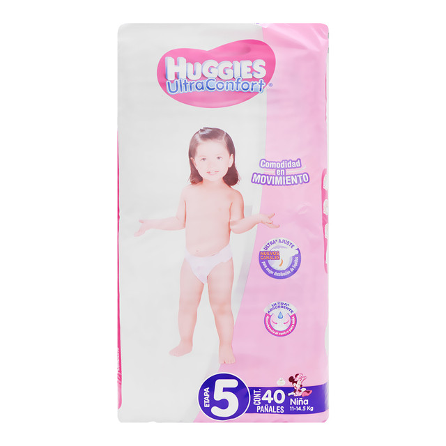 Pañal Niña Huggies Ultraconfort T-5 (40pz)