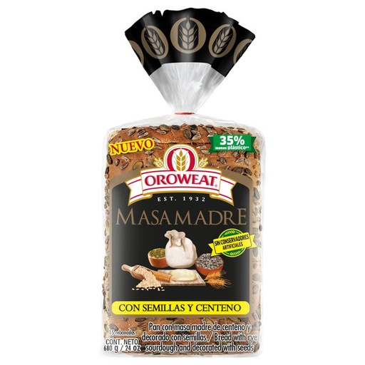 Pan de Masa Madre Con Semillas Y Centeno Orowheat (pz)